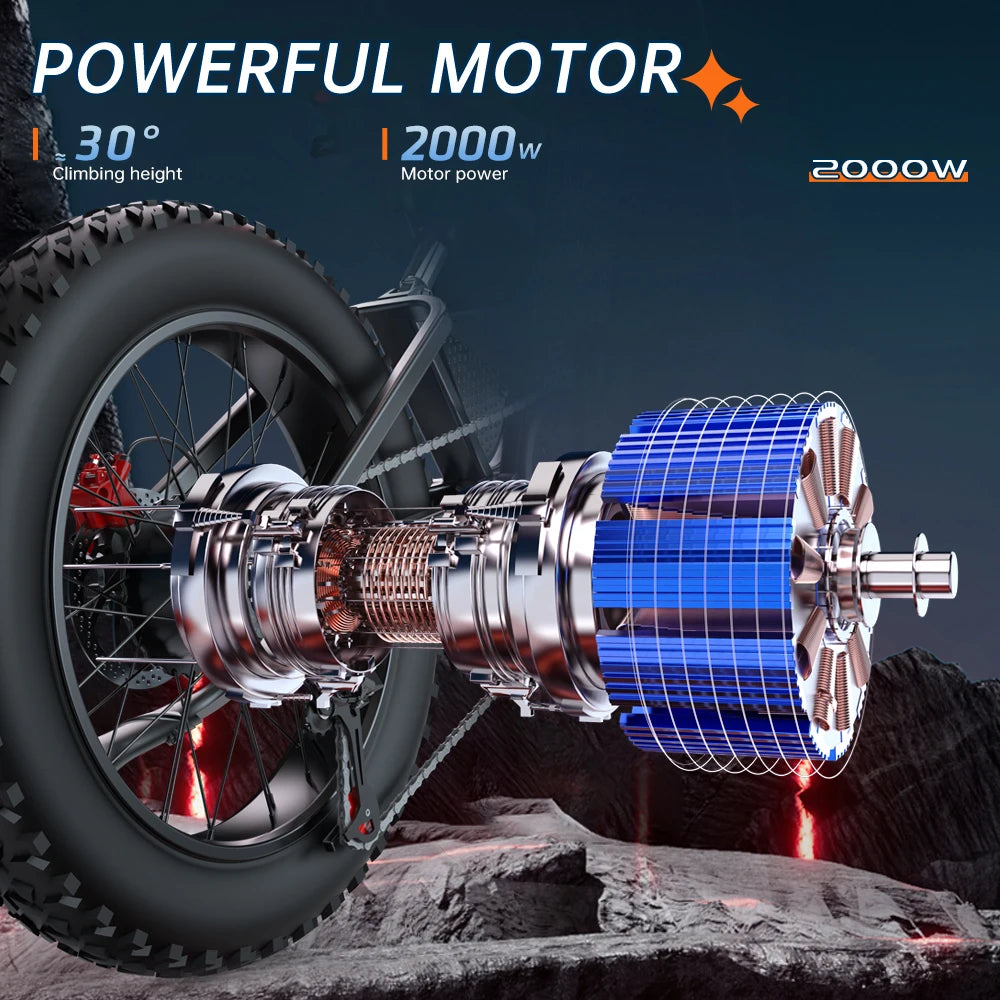 EKX X20 Electric Bike 2000W Motor 48V 35AH Lithium Battery Max Speed 55kmh Mountainous Fat Tire 20 x 4.0