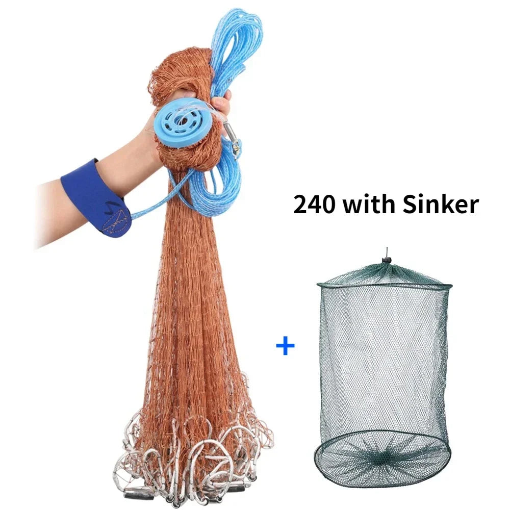 Cast Net Fishing Net with Sinker and Without Sinker Outdoor Throw Catch Tool USA