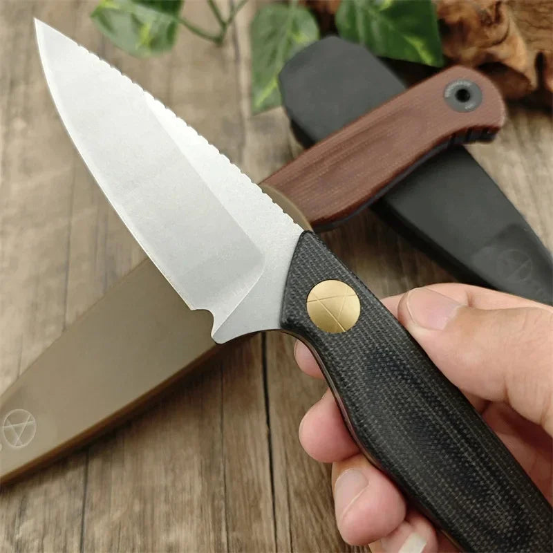 Straight BM 203BT Tactical Knife D2 Blade Linen Handle Portable Outdoor Camping Knife Gifts for Men