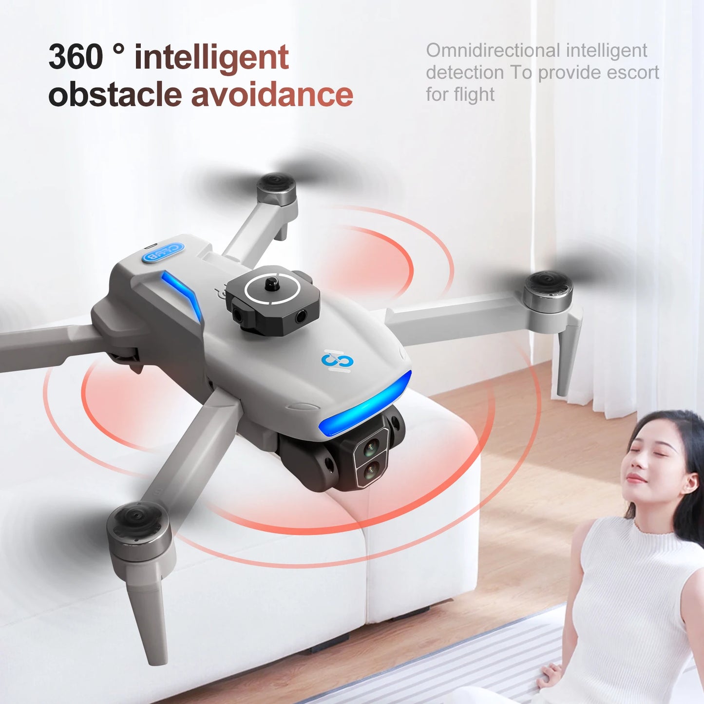 Long Endurance Brushless Drone Dual Cameras Brushless Motor Foldable Quad Obstacle Avoidance 5.9 Inch LCD Remote Controller