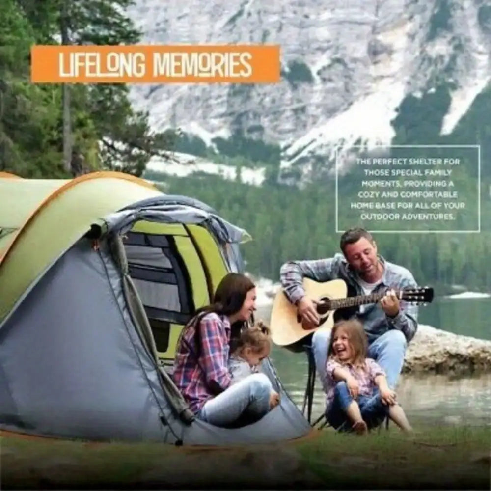 Camping Tent for 4 People Easy Pop Up Design with 2 Doors UPF50 Plus Waterproof 600D Oxford Material