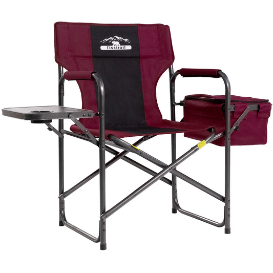 Tisetrail Director Camping Chair with Cooler Bag and Foldable Side Tray Outdoor Lawn Chair