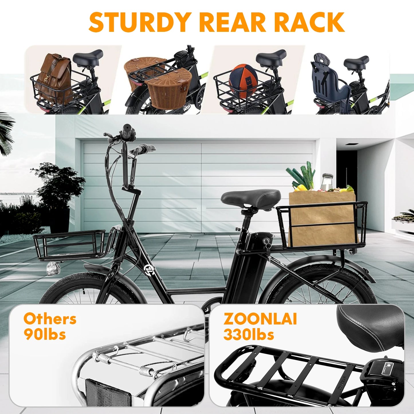 Adult Electric Bicycle 750W Motor 7 Speed Adjustable 26MPH 22 Mile Range Front and Rear Disc Brakes Multi Terrain Riding