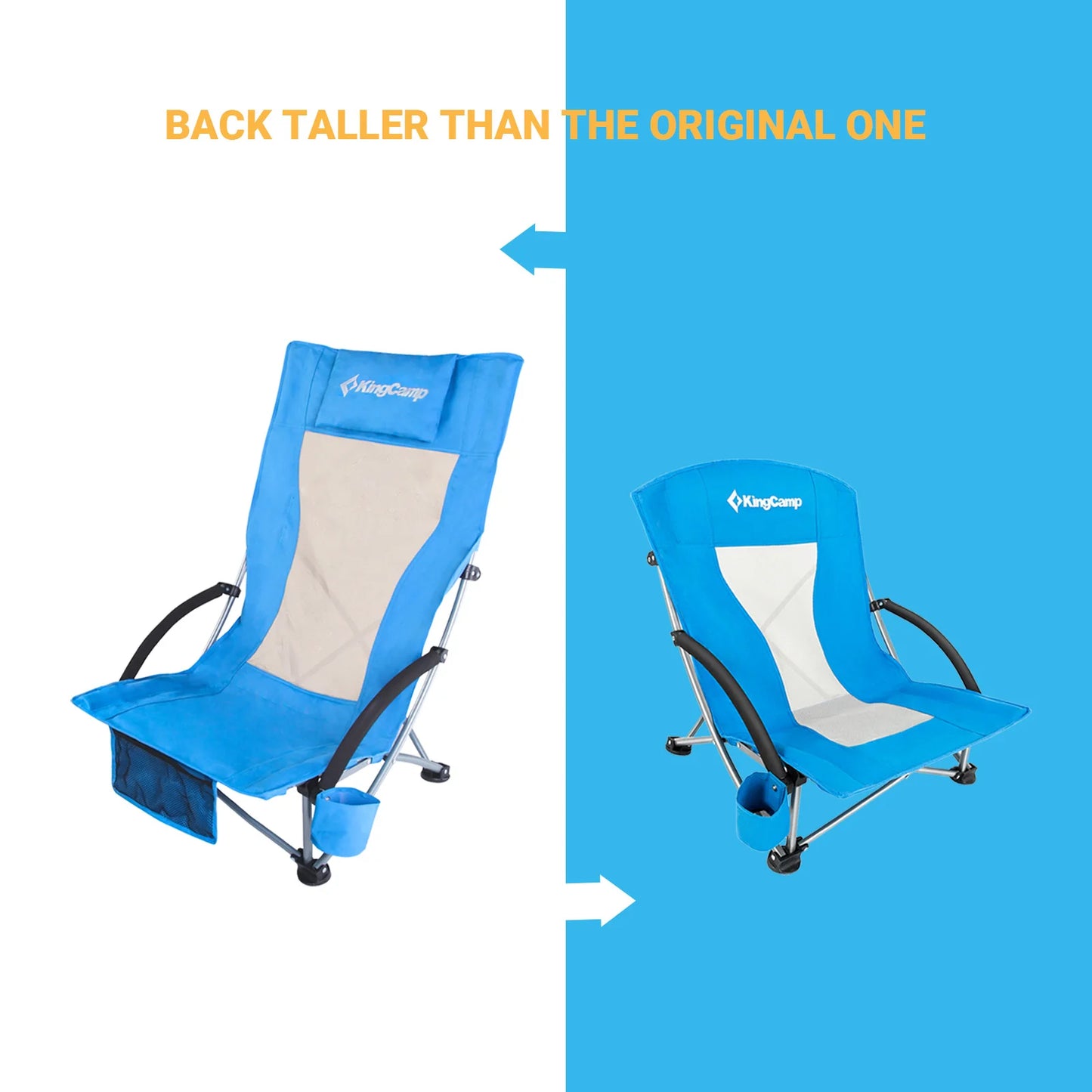 KingCamp High Back Beach Chair Backpack Chair Portable Camping BBQ Travel Picnic with Padded Armrests and Cup Holder