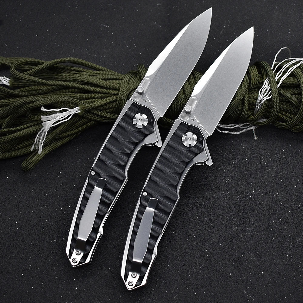 M390 Steel G10 Handle Ball Bearing Flipper Folding Knife Survival Outdoor Self Defense Hiking Pocket Camping Cutter Tool