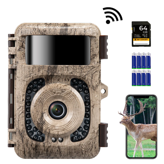 Trail Camera 4K 48MP WiFi Hunting Camera with 0.2s Trigger Time No Glow Infrared LED Night Vision Motion Activated