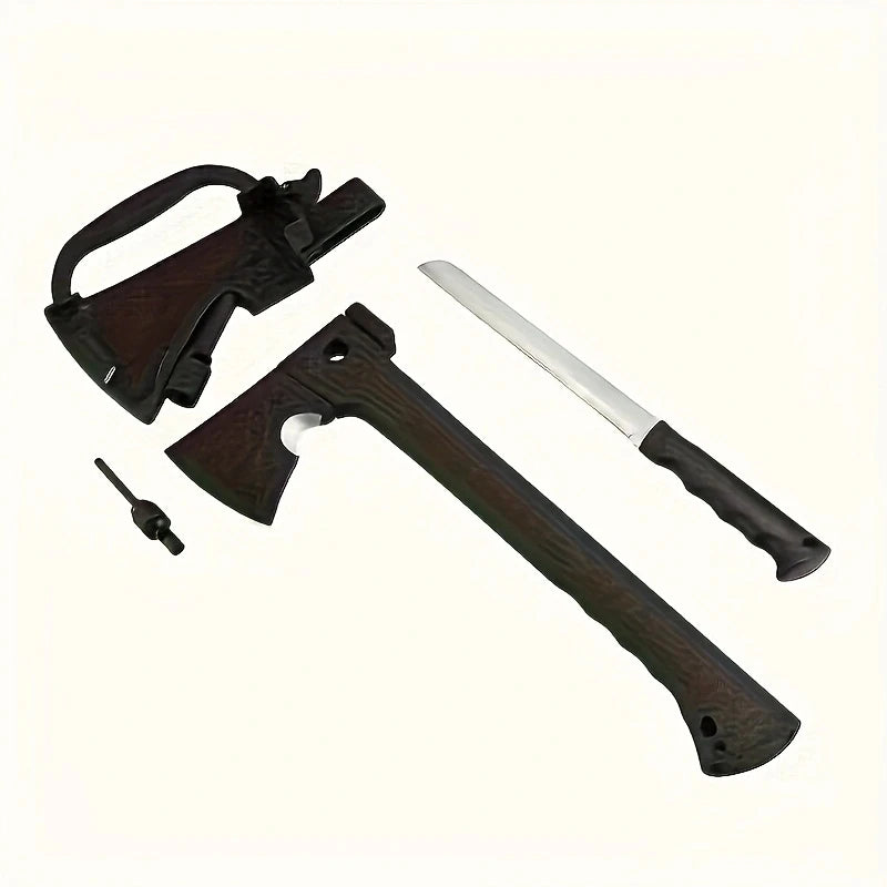 Outdoor Camping Axes and Survival Gear Lightweight Axes with Nested Serrated Wood Saw Knives and Magnesium Ignition Tools