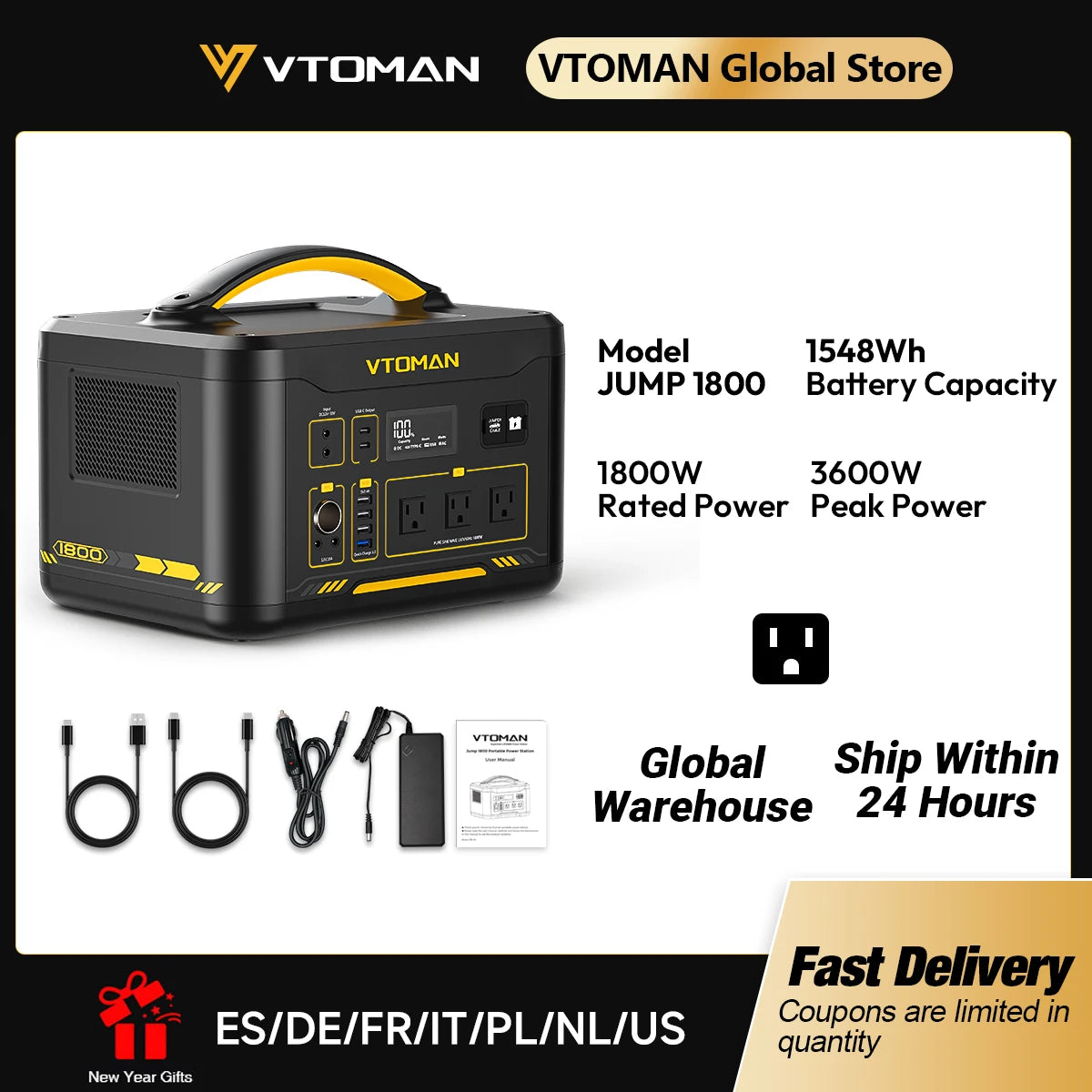 VTOMAN JUMP 2200 Portable Power Station 828Wh 1548Wh LiFePO4 Battery Solar Generator for Home Outdoor Camping