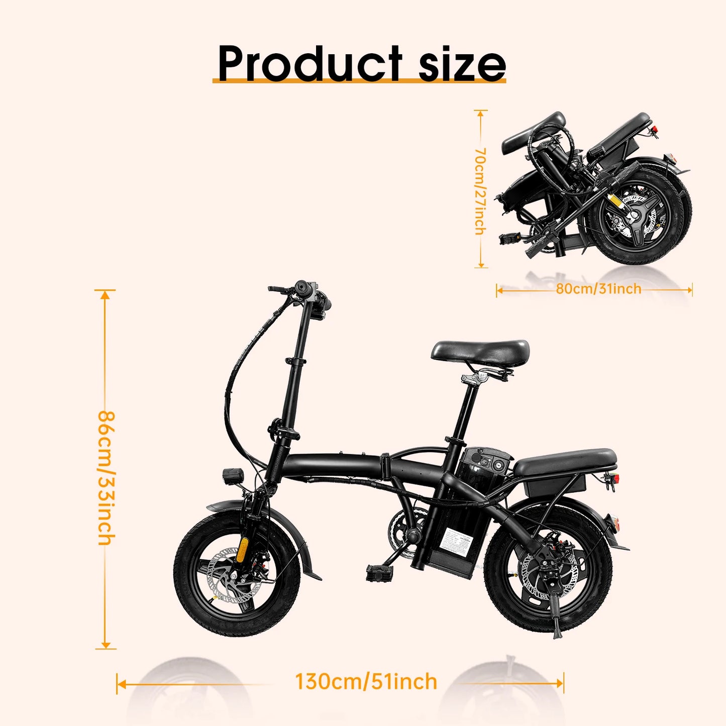 Folding Electric Bike for Adults with Basket 350W Foldable Electric Bicycle 48V 10.4AH Lightweight Commuting Escooter