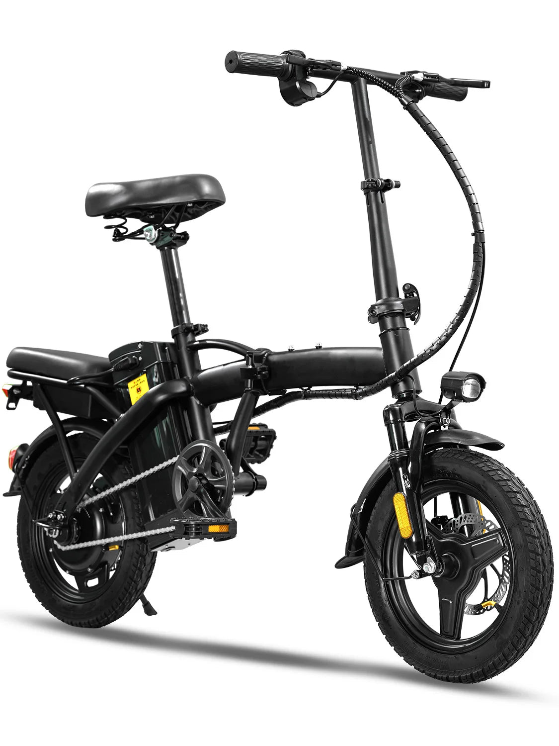 Adult Folding Basket Electric Bicycle 400W High Speed 48V Detachable Battery 14 Inch Front and Rear Double Brake