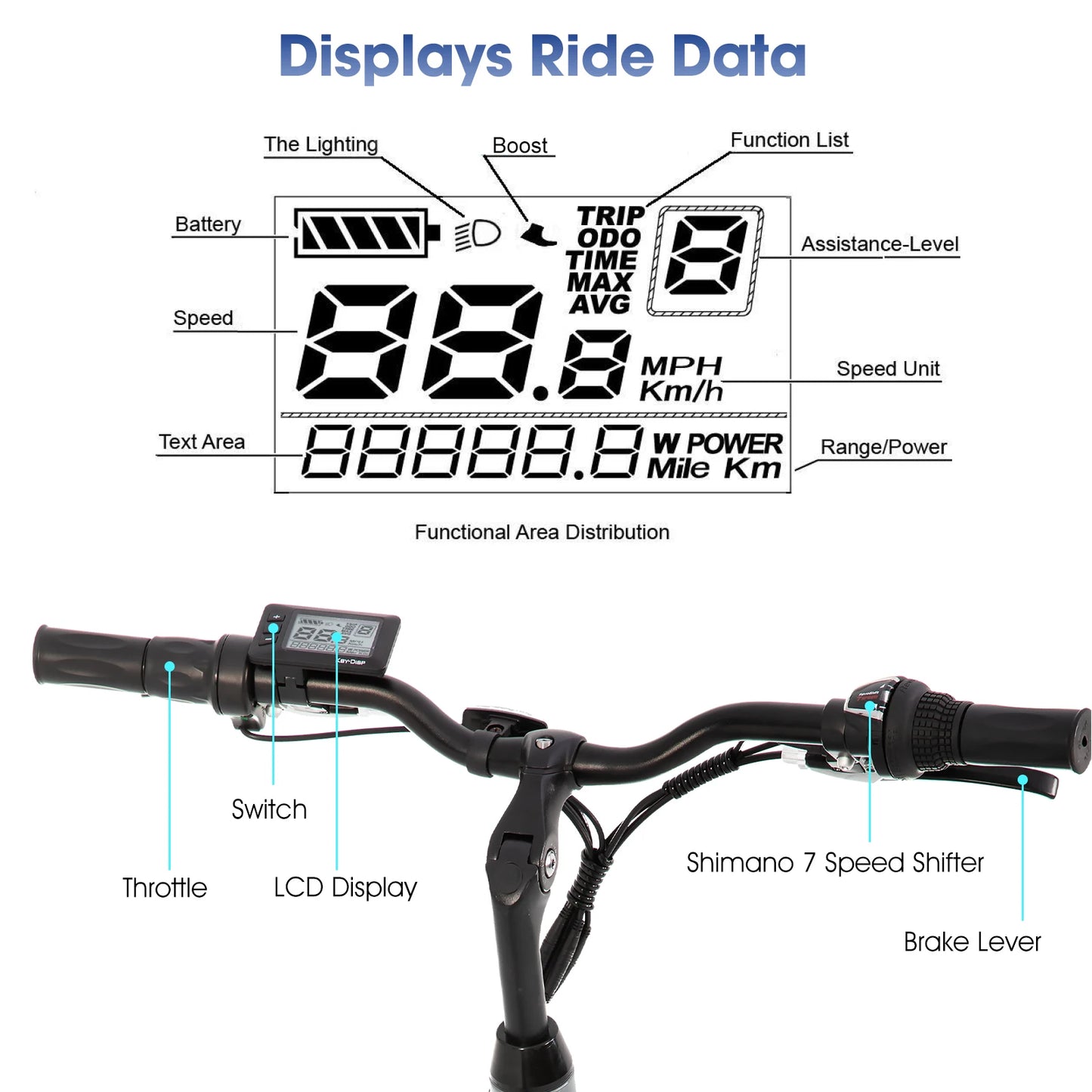 HILAND Electric Road Bike with Detachable Lithium Battery and LCD Display for Commuting 250W Aluminum Alloy Frame