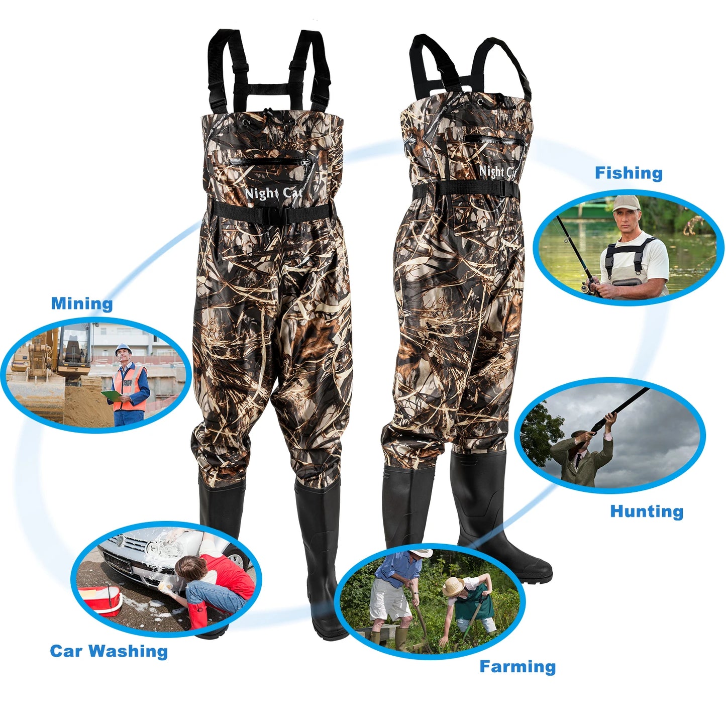 Waders for Men with Boots Waterproof Chest Wader Nylon and PVC for Fishing and Hunting