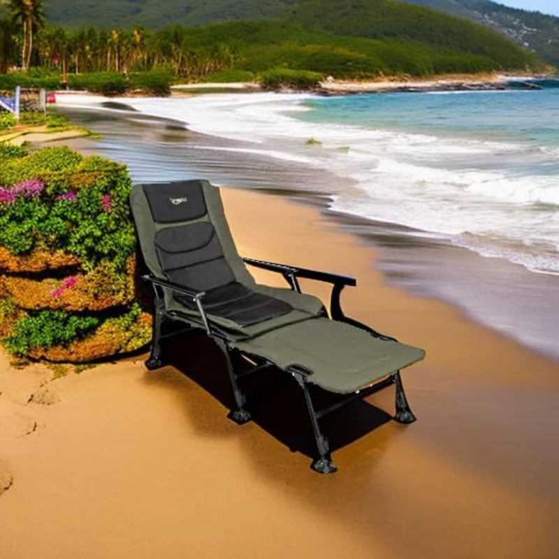 VINGLI Heavy Duty Fishing Chair with Footrest Support 440 Pounds Adjustable High Back 160 Degrees