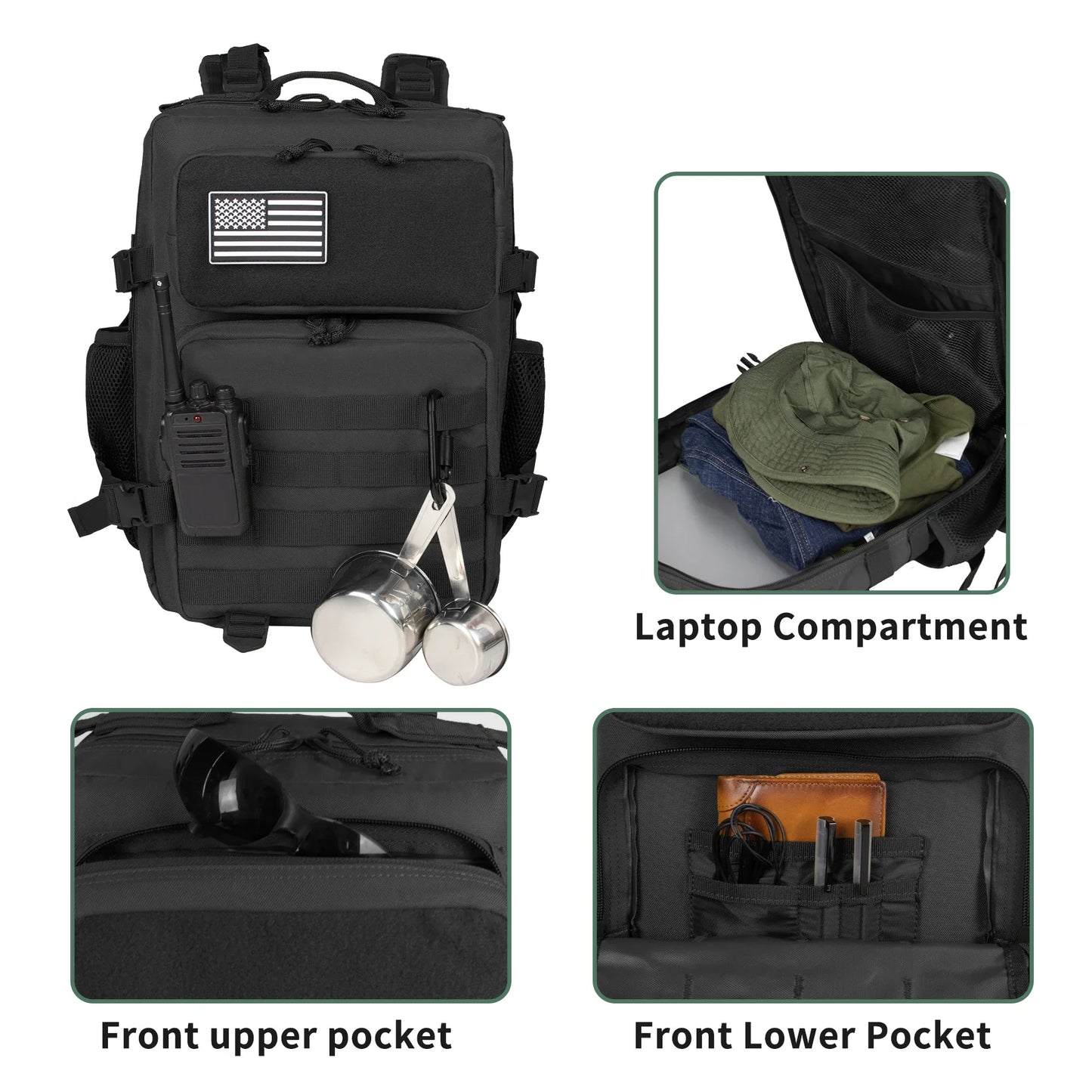 25L Small Military Tactical Backpack for Men and Women Molle Army Pack Survival Bug Out Bag Hiking