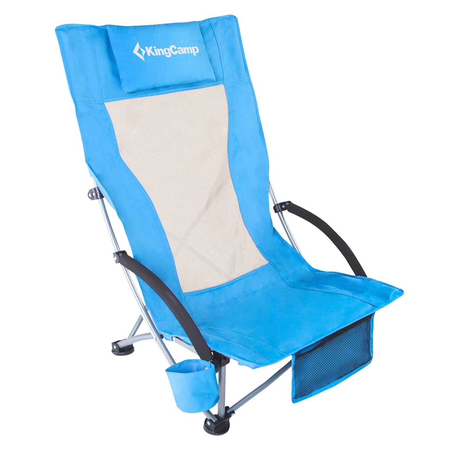 KingCamp High Back Beach Chair Backpack Chair Portable Camping BBQ Travel Picnic with Padded Armrests and Cup Holder