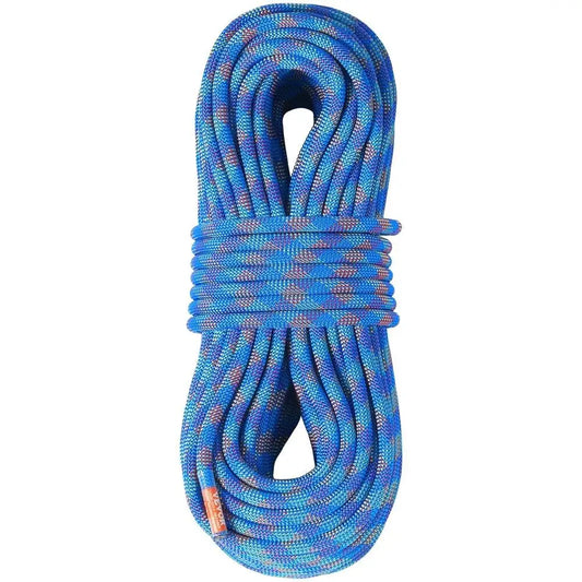 Dynamic Climbing Rope 10.2mm 60M 25KN Breaking Strength Fiber Rope with Steel Snap Hooks for Outdoor Rock Climbing and Rappelling