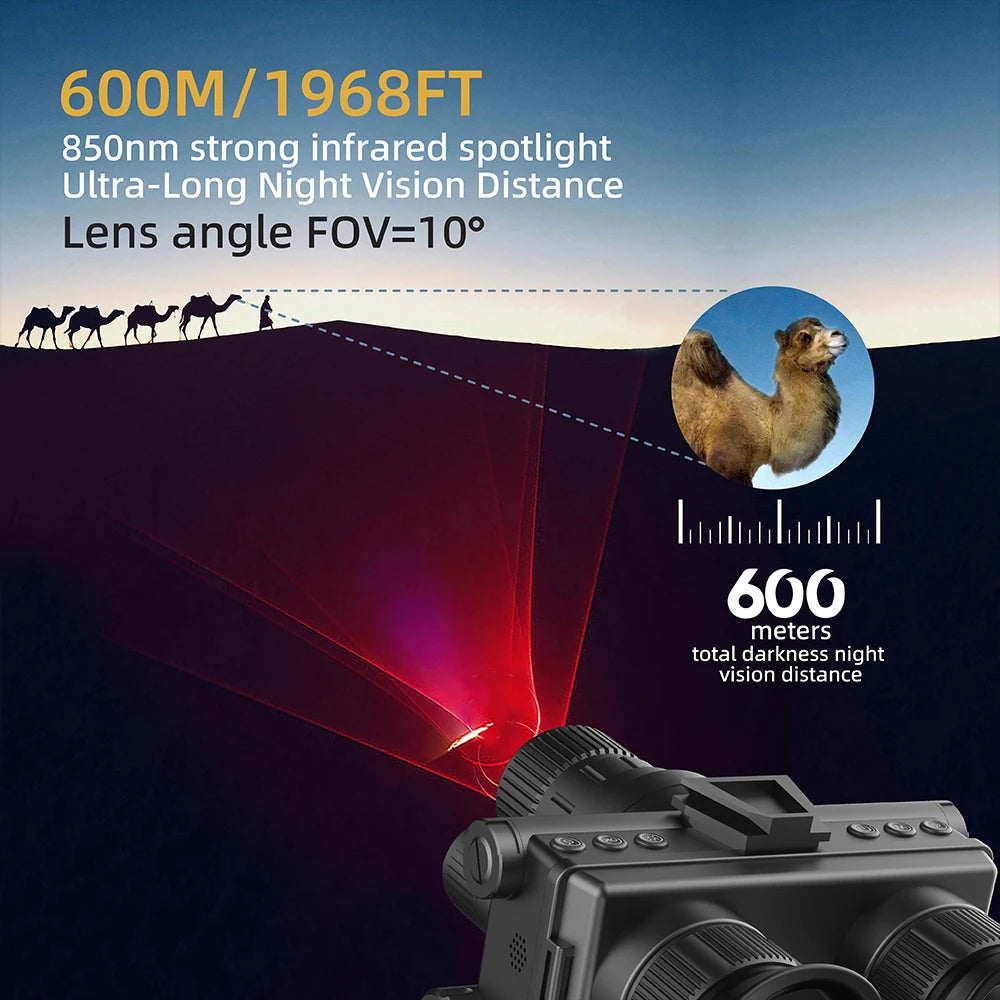 4K UHD Gen 2 3 Night Vision Hunting Binoculars 600m Head Mounted Helmet 8x Zoom NG Night Vision Goggles with Tactical Flashlight