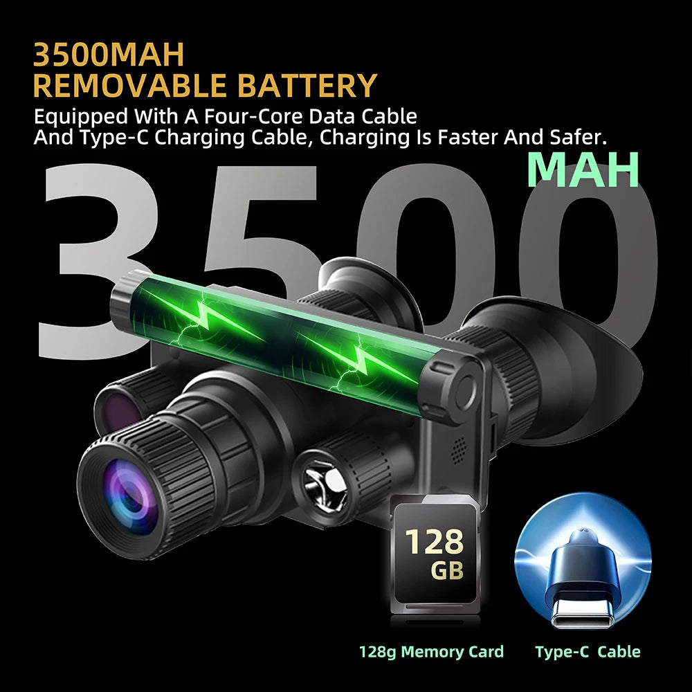 4K UHD Gen 2 3 Night Vision Hunting Binoculars 600m Head Mounted Helmet 8x Zoom NG Night Vision Goggles with Tactical Flashlight