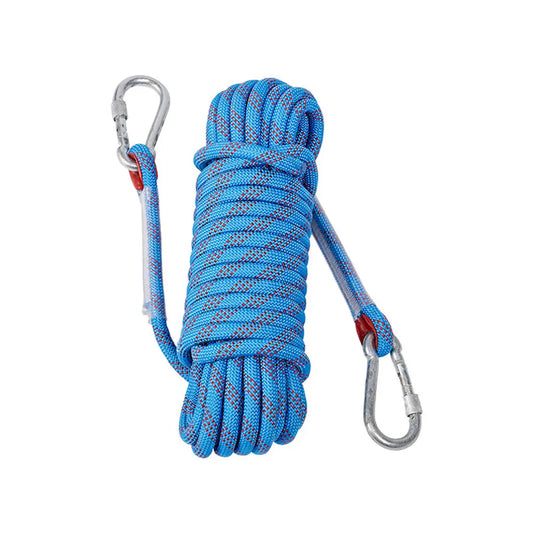 10mm Outdoor Static Rappelling Rope with 2 Hooks Climbing Emergency Rope 10m 20m 30m Safety Life Rope for Outdoor Sports
