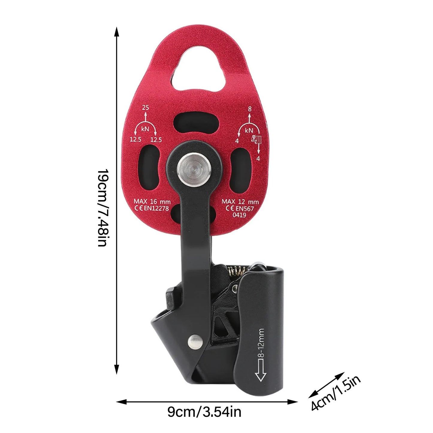 4KN Aluminium Heavy Duty Single Swivel Rope Pulley Block for 8 to 12mm Rope Climbing
