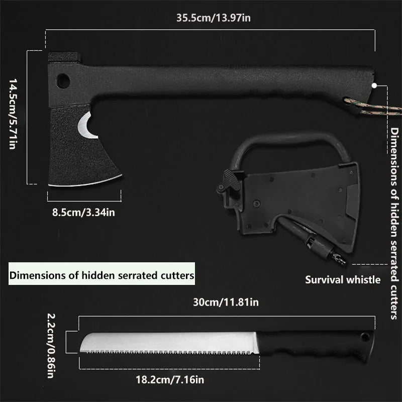 Outdoor Camping Axes and Survival Gear Lightweight Axes with Nested Serrated Wood Saw Knives and Magnesium Ignition Tools