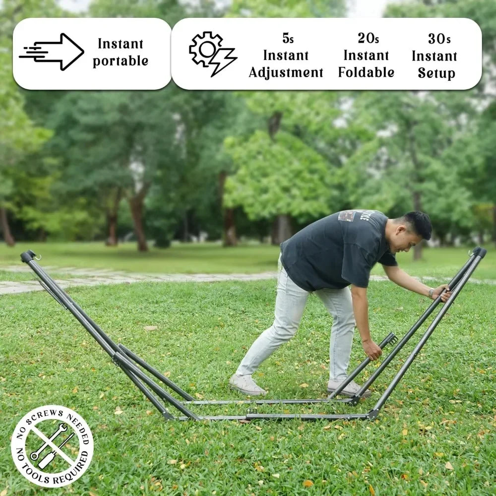 3 Year Warranty Hammock Stand 30 Second Foldable Hammock with Stand 550 Pounds Capacity Camping Hammock Stand