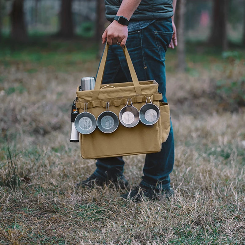 Camping Cooking Utensil Storage Box Large Capacity Collapsible Tool Bag for Outdoor Hiking Fishing