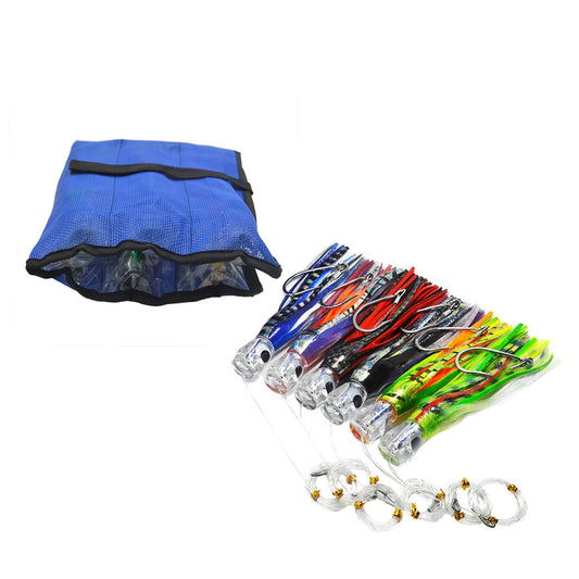 Kmucutie Fully Rigged Marlin Lures 6pcs/pack 6.5inch/9inch Tuna Kingfish Big Game Trolling Fishing Lures