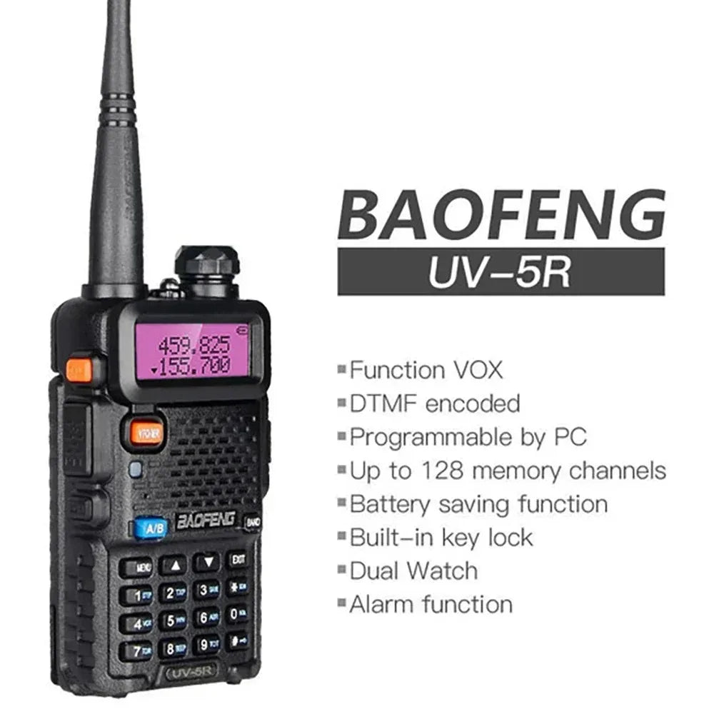 2PCS BAOFENG UV-5R High Power Dual Band Two Way Radio Long Range Handheld Portable Walkie Talkies for Hunting