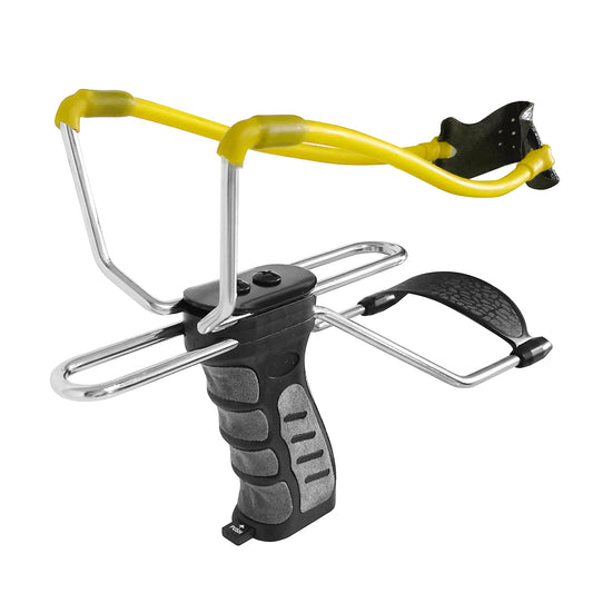 Slingshot Folding Rubberized Hunting Sling Shot with Auto-feed Dispensing Button and Wrist Rocket Design for Adults