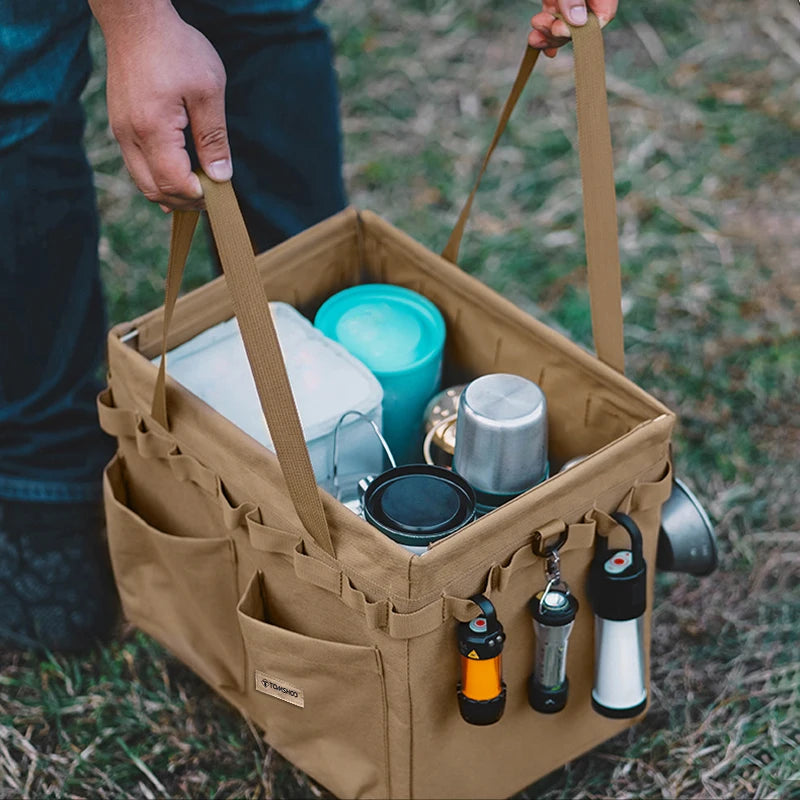 Camping Cooking Utensil Storage Box Large Capacity Collapsible Tool Bag for Outdoor Hiking Fishing