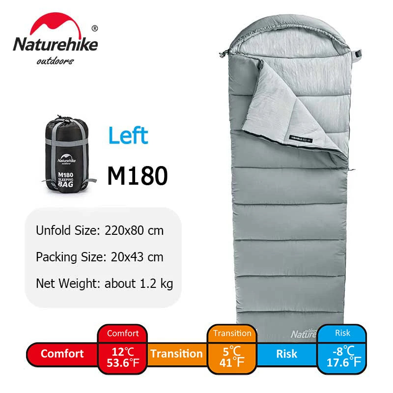 Naturehike M180 Lightweight Sleeping Bag M300 Double Camping Sleeping Bag M400 Machine Washable Winter Sleeping Bag