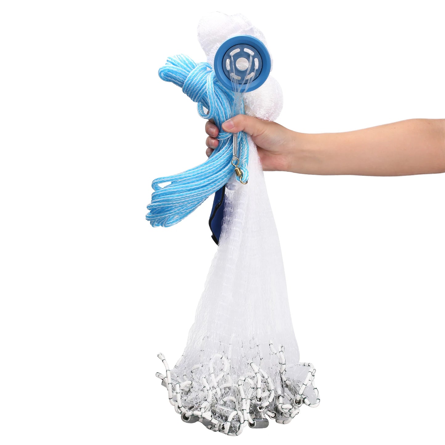 Cast Net 4ft to 8ft Radius Bait Net for Fishing Small Mesh Premium Fishing Nets for Saltwater with Aluminum Sinker