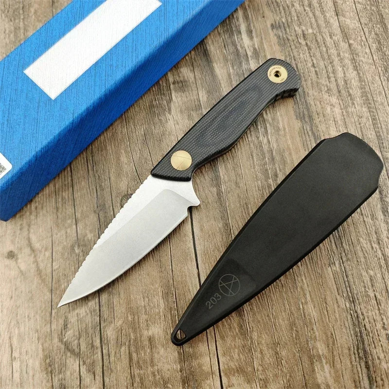 Straight BM 203BT Tactical Knife D2 Blade Linen Handle Portable Outdoor Camping Knife Gifts for Men