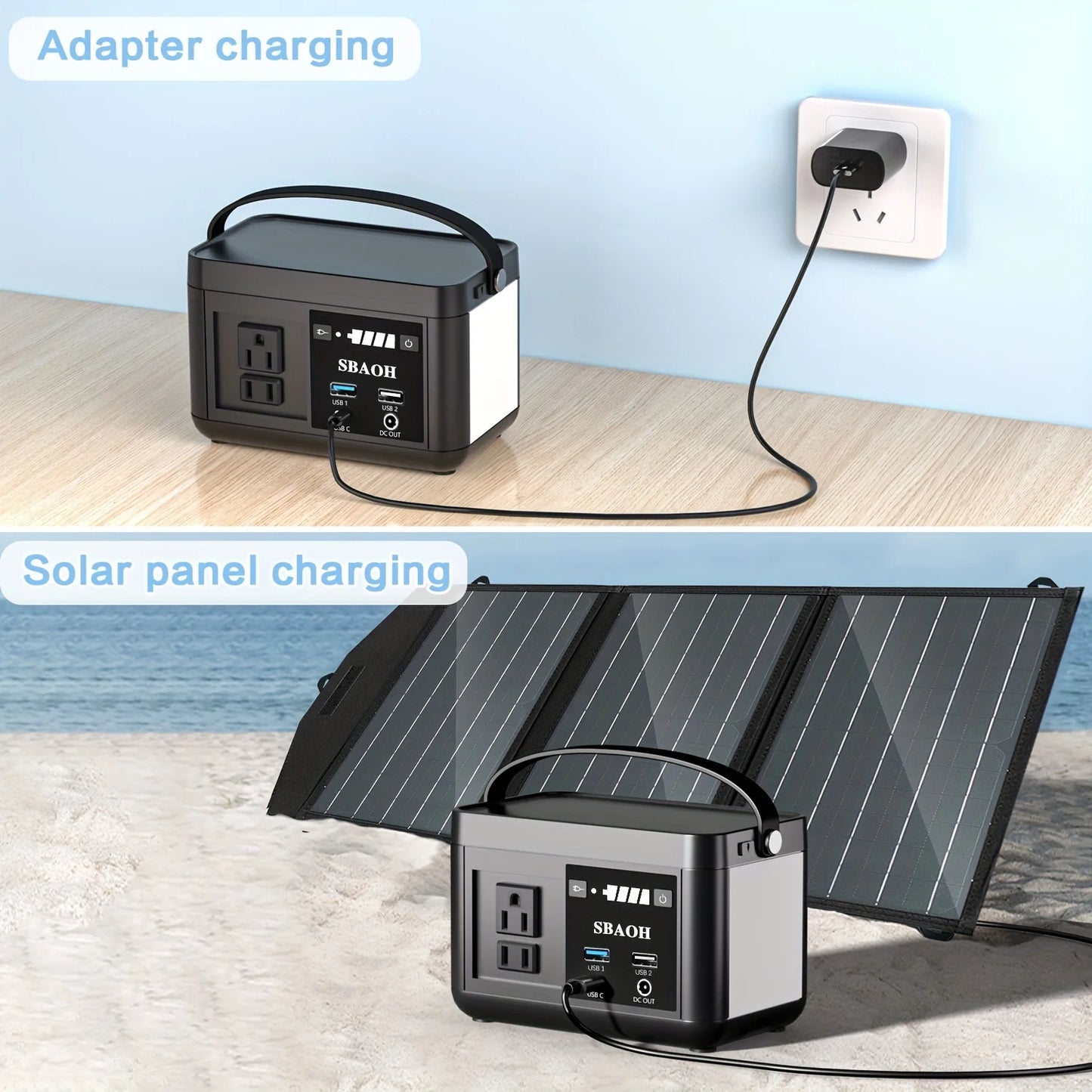 Portable Power Station P86 88.8Wh LiFePo4 Battery with 120W AC Outputs Solar Generator for Travel and Camping