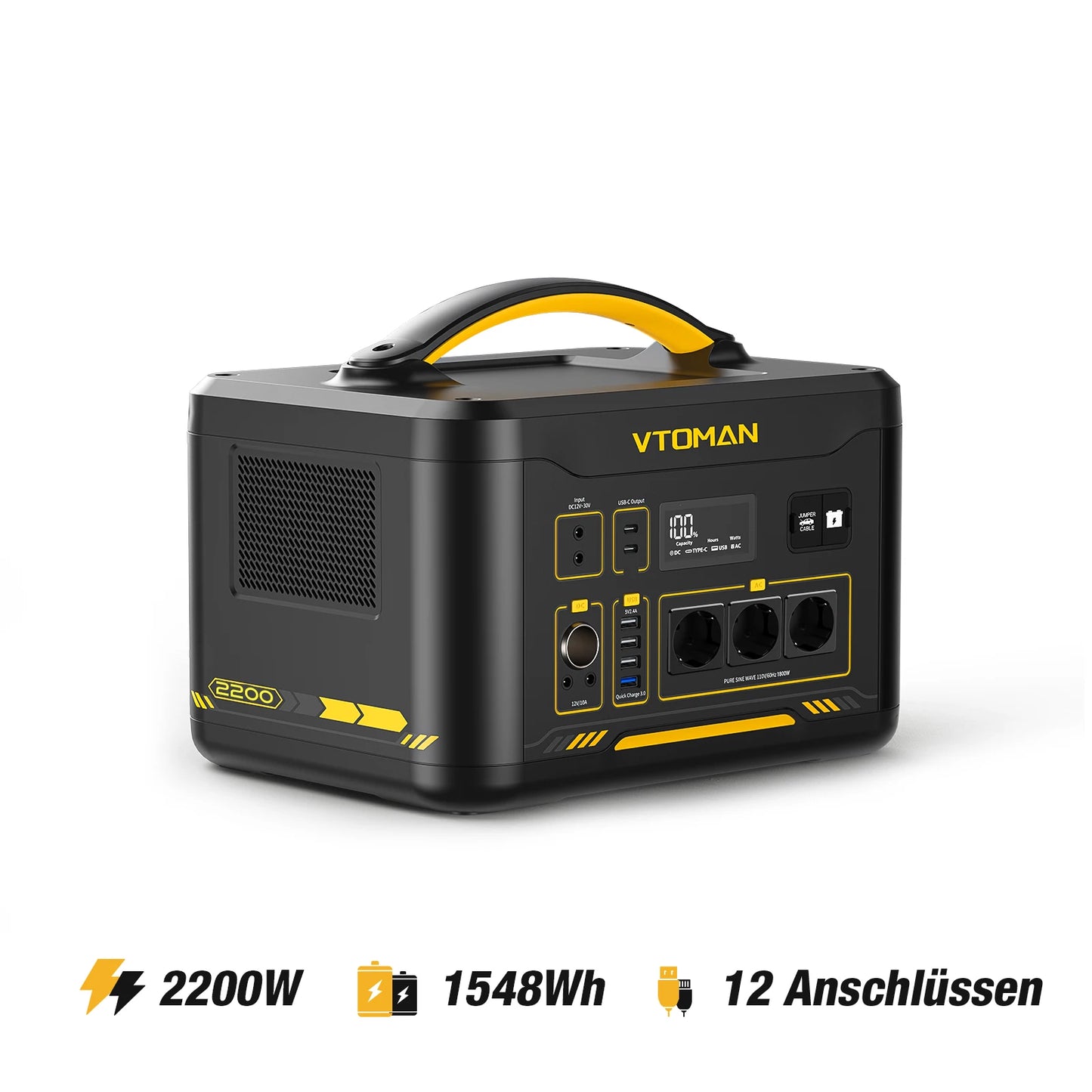 VTOMAN JUMP 2200 Portable Power Station 828Wh 1548Wh LiFePO4 Battery Solar Generator for Home Outdoor Camping