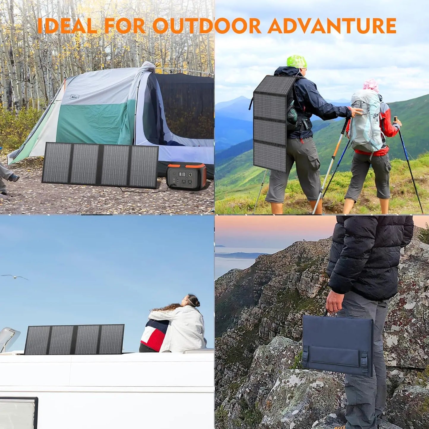 SinKeu Foldable Solar Panel 60W Portable Solar Charger with USB QC3.0 USB C DC Output for Power Station Camping Home Travel RV
