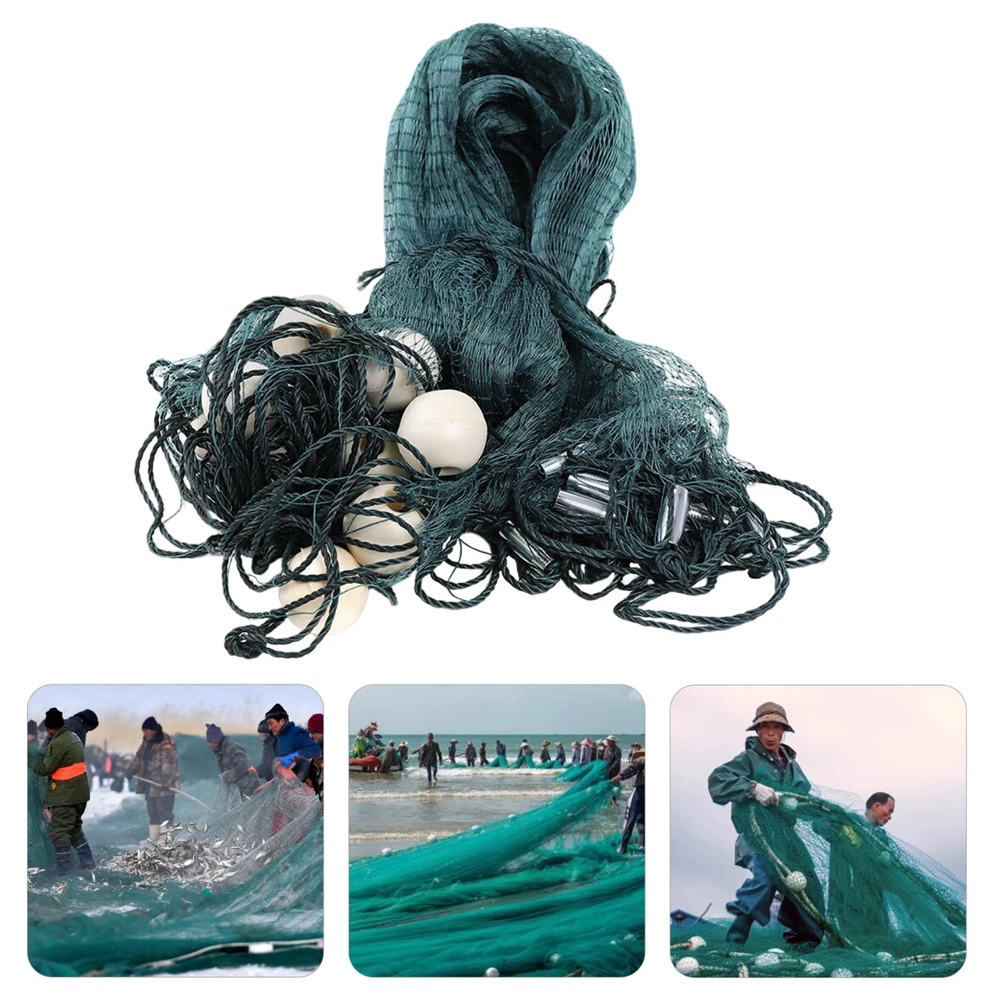 6.5x33ft Fishing Drag Net for Sea Lake and River with 645.83ft2 Catching Area Made of Polyethylene