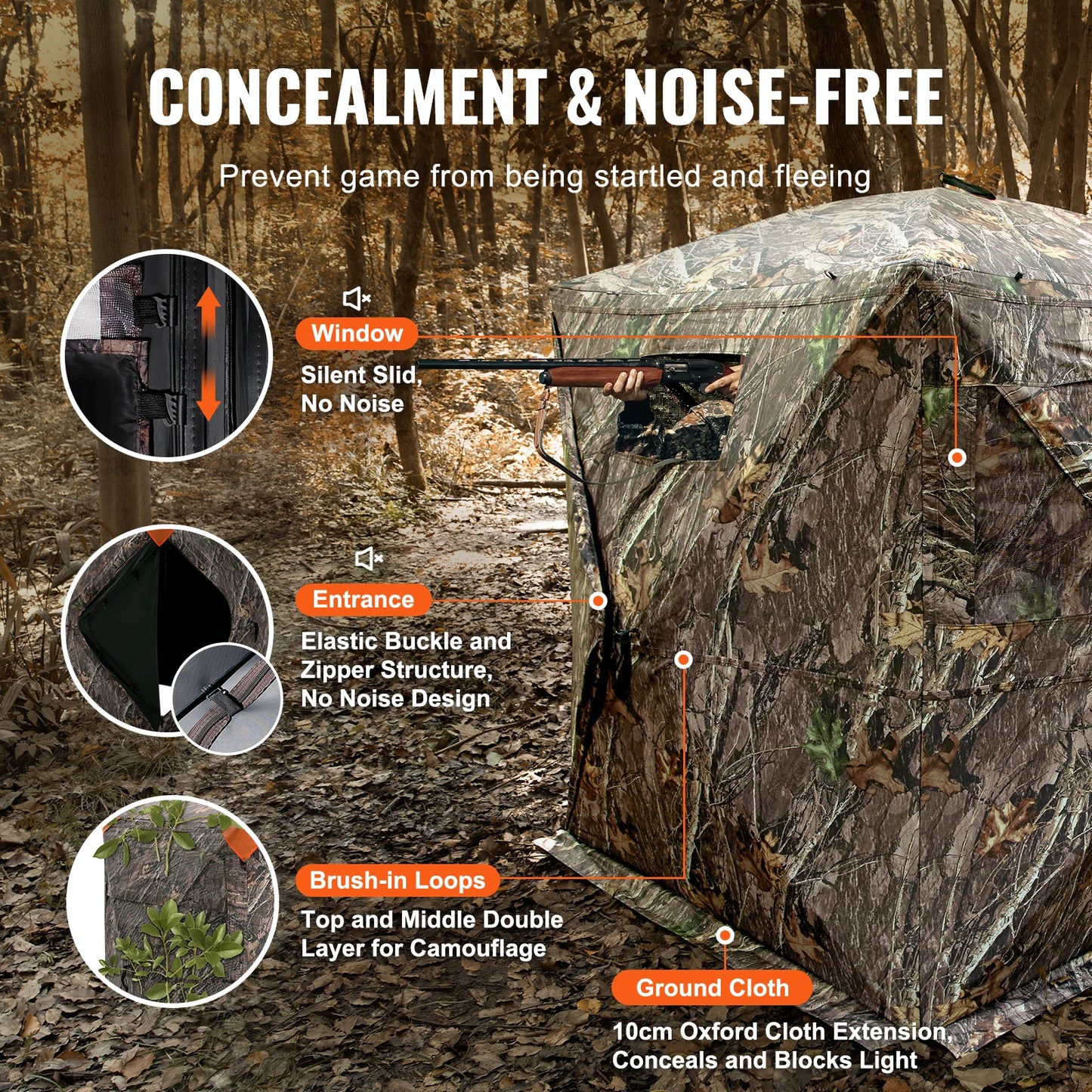 Vevor Hunting Blind 270 Degree See Through Ground Blind 2-3 Person Pop Up Deer Blind with Carrying Bag Portable Tent