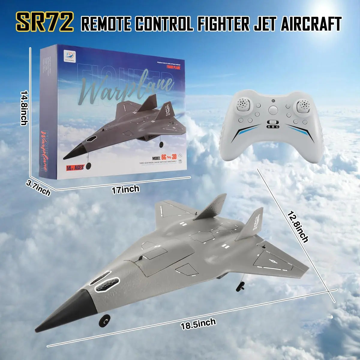 SR72 RC Plane 2.4G 4CH Remote Control Airplane Future Fighter Jet Dual Powerful Motors RC Drone Aircraft Toys for Kids and Adults