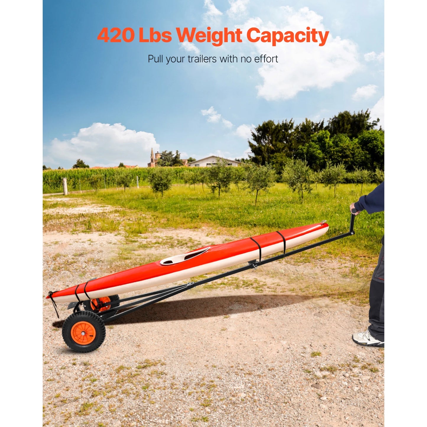 VEVOR 420 Pounds Boat Trailer Dolly Carbon Steel Kayak Mover with 15.7 Inch Pneumatic Tires and Bracket for Moving Motorboat and Fishing Boat
