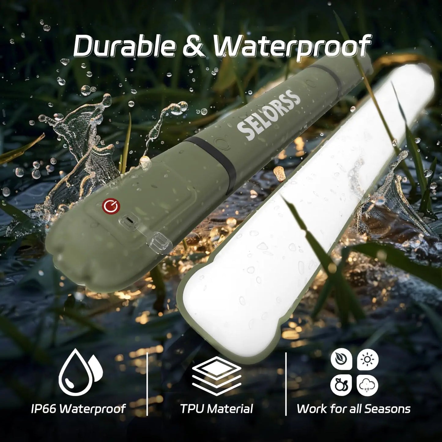 Selorss Rechargeable Portable Camping Strong Light Waterproof 2000 mAh Tent Lamp Spotlight Outdoor Work Repair Lighting