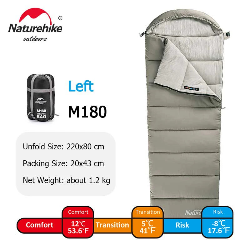 Naturehike M180 Lightweight Sleeping Bag M300 Double Camping Sleeping Bag M400 Machine Washable Winter Sleeping Bag