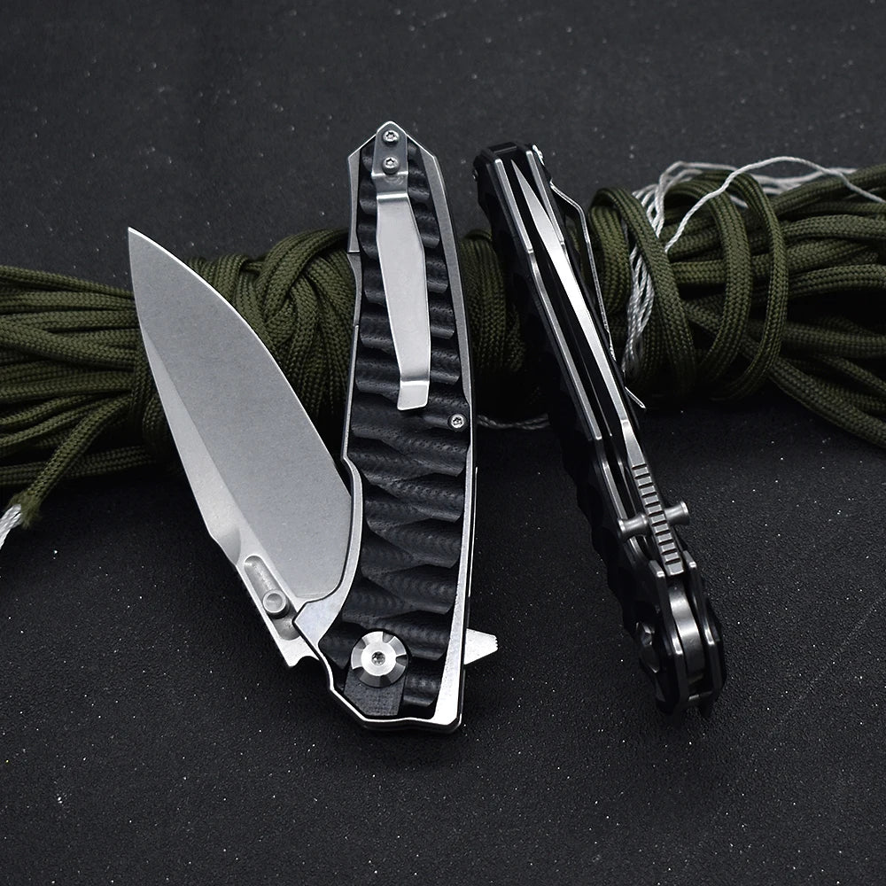 M390 Steel G10 Handle Ball Bearing Flipper Folding Knife Survival Outdoor Self Defense Hiking Pocket Camping Cutter Tool