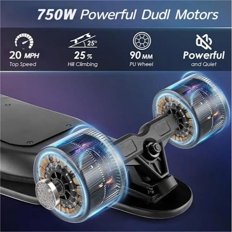 Caroma 38 Inch Electric Skateboard with Remote Control 1200 Watt Brushless Motor 28 MPH Top Speed 300 Pounds Max Load Safety Glow Paper