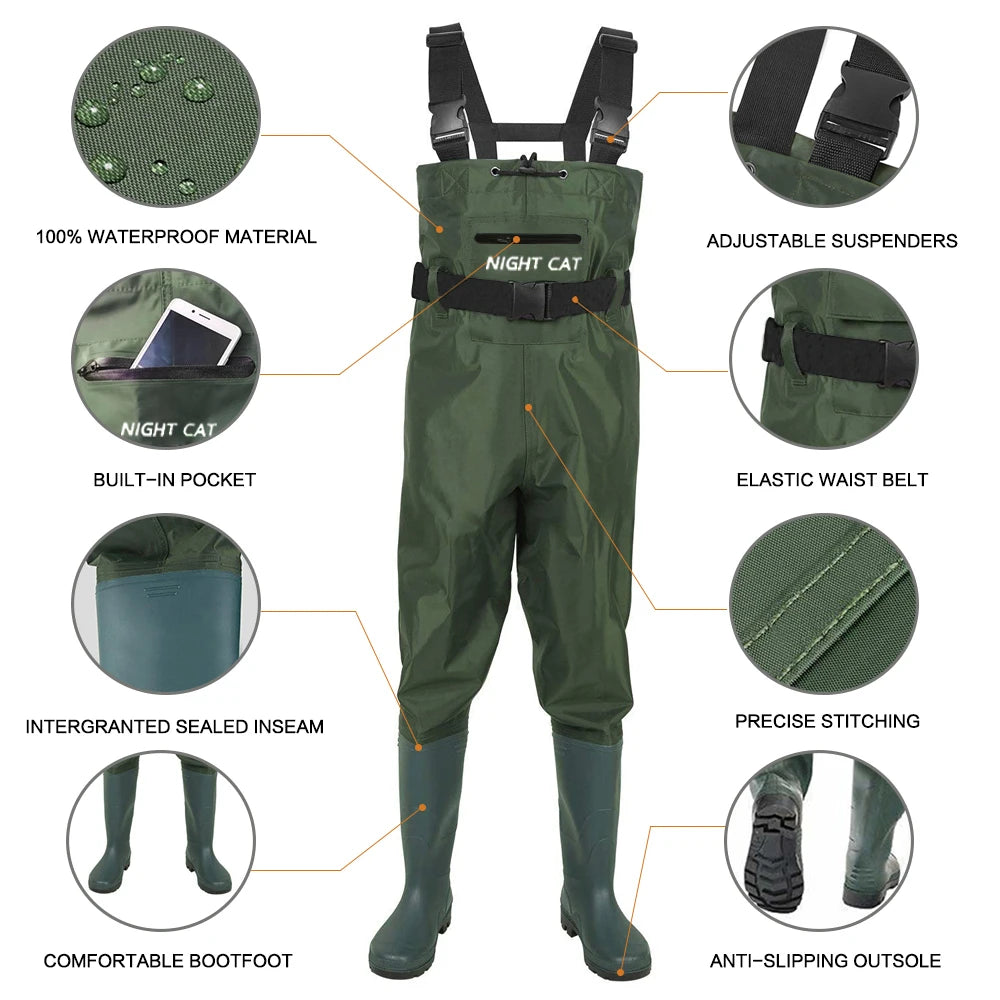 Lightweight Waterproof Breathable Fishing Waders With Boots For Hunting And Diving