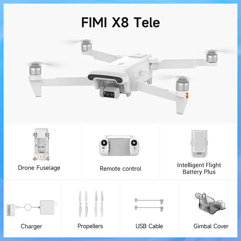 New 2024 Fimi X8 Tele Dual Lens Drone 4K 60fps AI Super Night Video Gimbal Smart Tracking Pro Drone