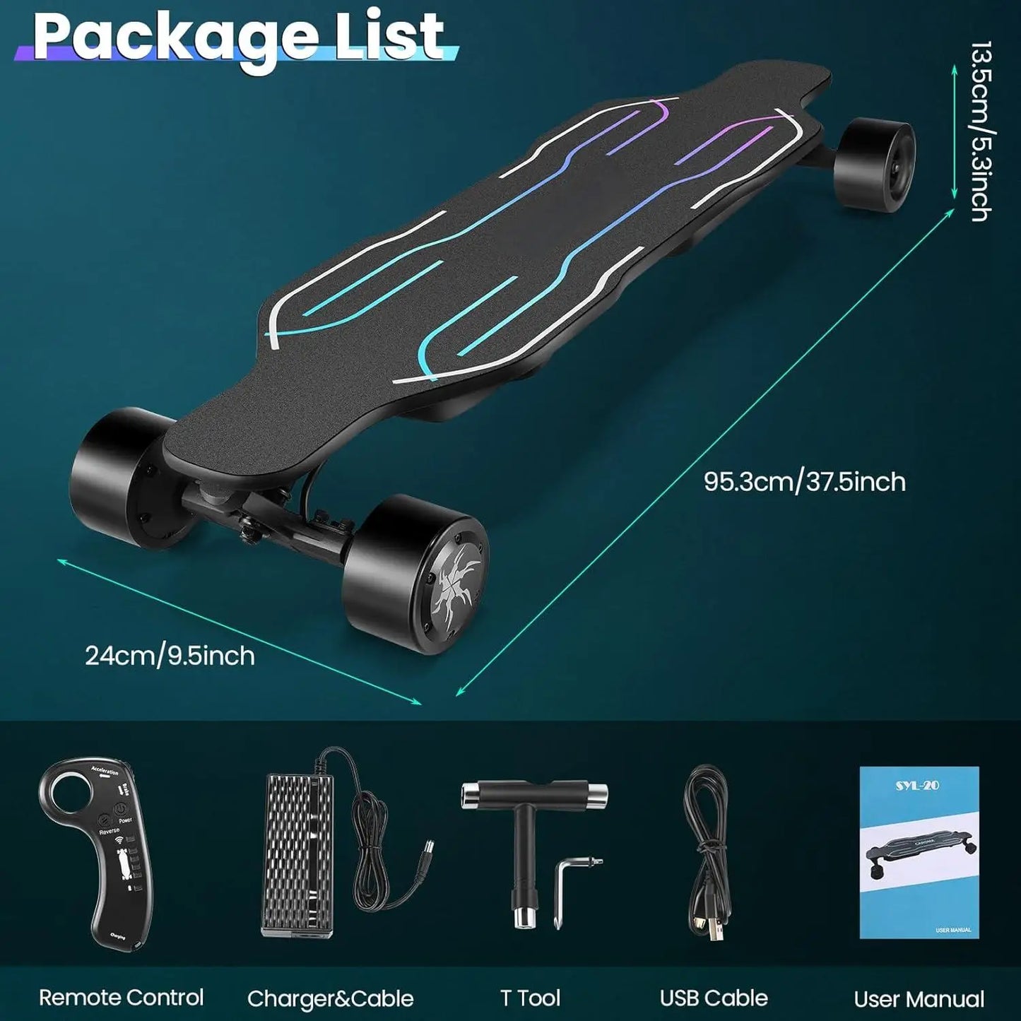 Electric Skateboards Longboards Dual Drive Electric Scooter for Adults and Teens with Remote Control and Charger