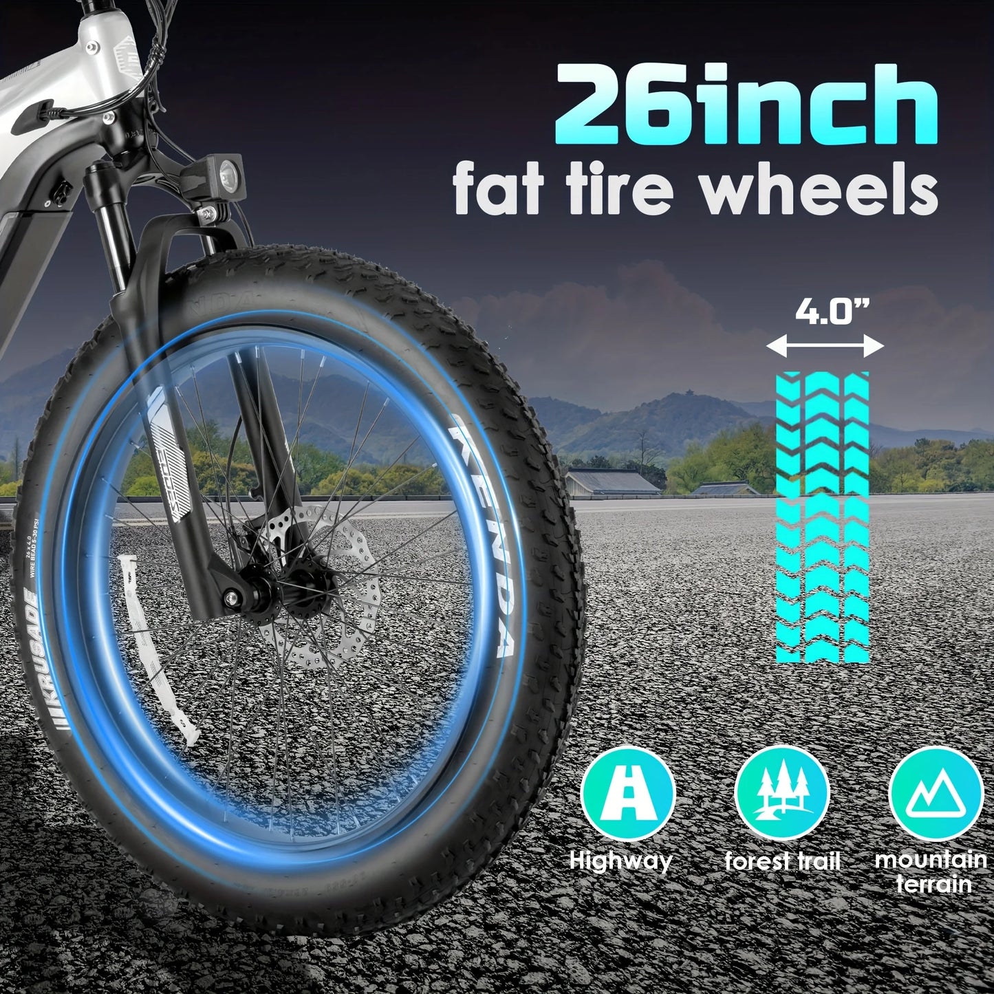 Adult Electric Bicycle 26 Inch 52V 750W Motor 17AH High Quality Battery Mountain Bike with Front Shock Absorber