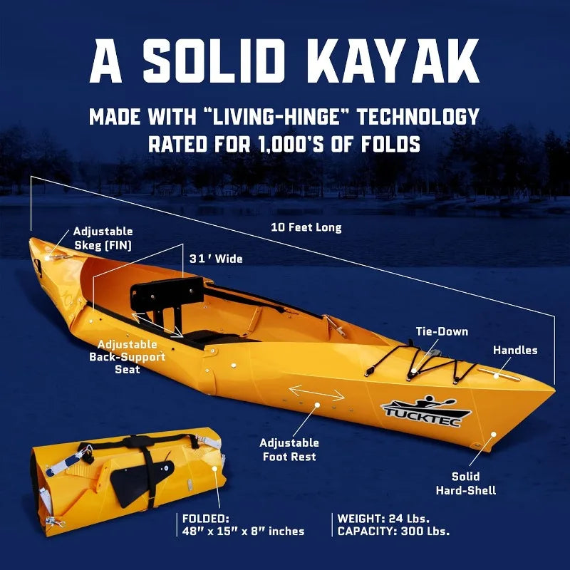 Tucktec 10 Foot Pro Foldable Kayak Full Size Folding Kayak Portable Kayak for Adults Made in USA